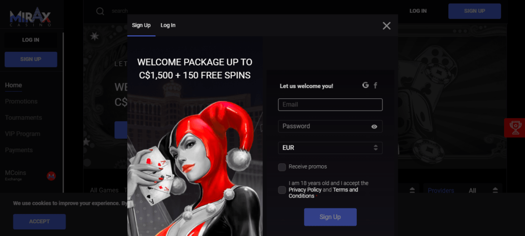 Mirax Casino offers